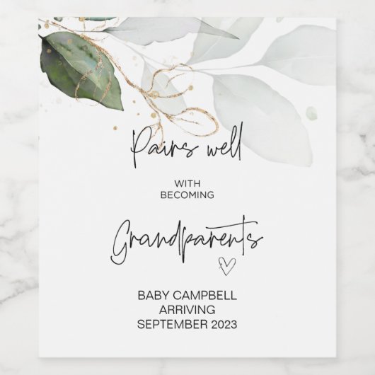 Zwangerschap Baby Aankondiging grootouders om te w Wijn Etiket (Enkel label)