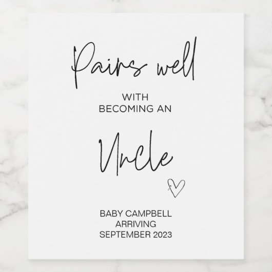 Zwangerschap Baby Aankondiging Uncle to be Mom to  Wijn Etiket (Enkel label)