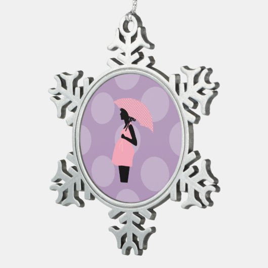 Zwangerschap, Baby shower, paraplu Tin Sneeuwvlok Ornament (Rechts)