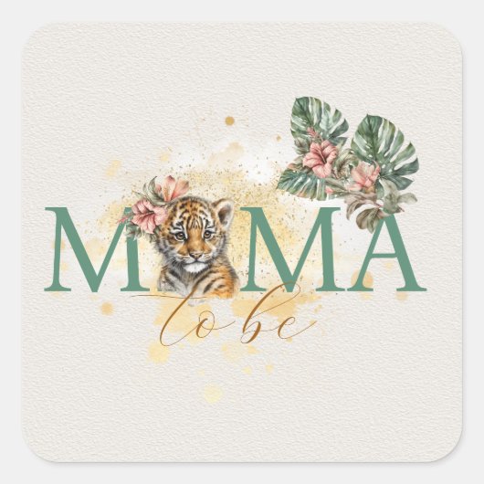 Zwangerschap bij het Oerwoud "Tiger Animal Wild" Vierkante Sticker (Voorkant)