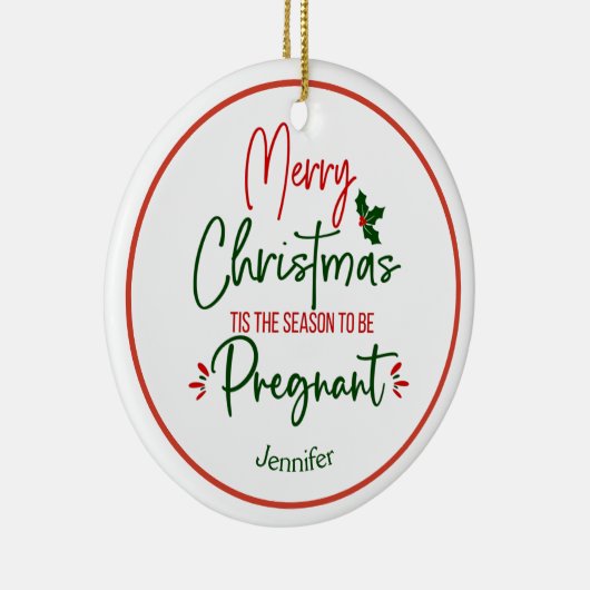Zwangerschap en kerstmis keramisch ornament (Rechts)