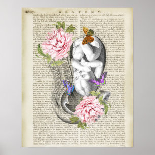Zwangerschap Fetus Uterus Anatomie Floral OBGYN De Poster