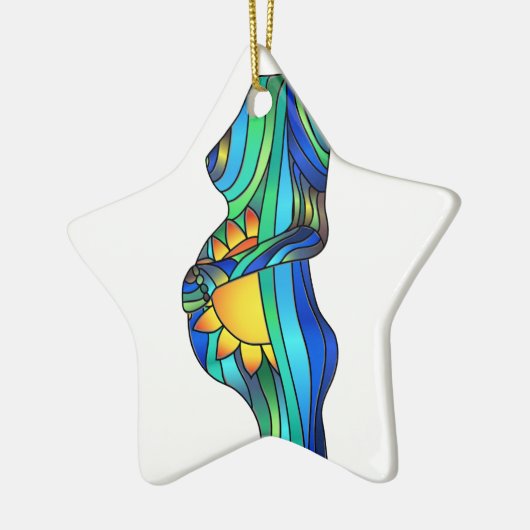 Zwangerschap Glas in lood Keramisch Ornament (Links)