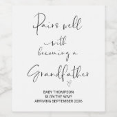 Zwangerschap grootvader Aankondiging vader vader v Wijn Etiket (Enkel label)