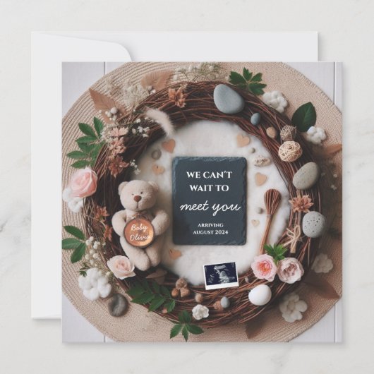 Zwangerschap onthullen aankondiging met echografie (Voorkant)