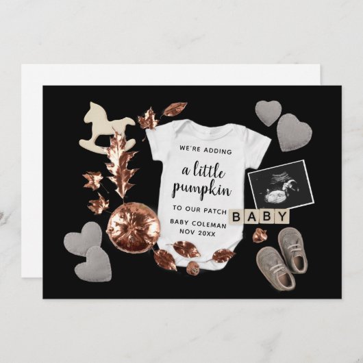 Zwangerschap Onthullen Herfst Thanksgiving Pompoen Aankondiging (Voorkant / Achterkant)