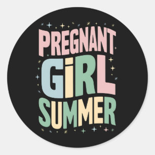 Zwangerschap onthullen Zwanger Meisje Zomer Baby s Ronde Sticker