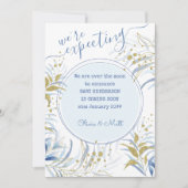 Zwangerschap op blauwe en goudvloed aankondiging (Voorkant)