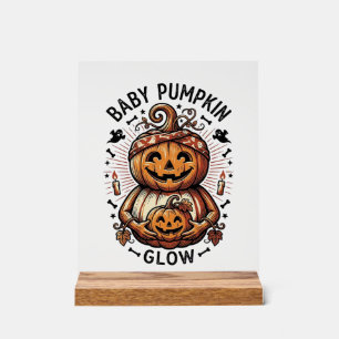 Zwangerschap Pompoen Shirt Vintage Halloween Buik Acryl Bord