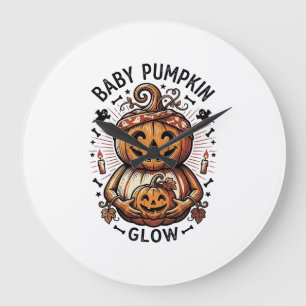 Zwangerschap Pompoen Shirt Vintage Halloween Buik  Grote Klok
