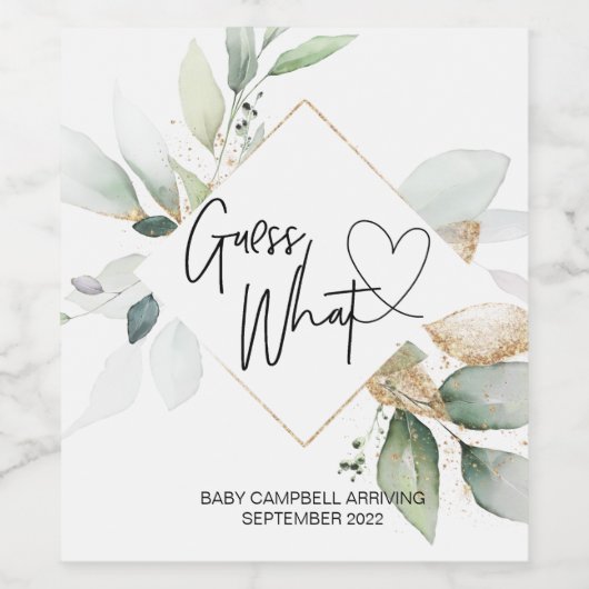 Zwangerschap Raad eens wat Baby eucalyptus onthult Wijn Etiket (Enkel label)