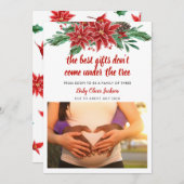 Zwangerschap Vakantie Aankondiging | Poinsettia-fo (Voorkant / Achterkant)