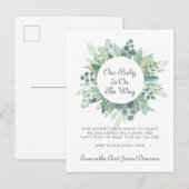 Zwangerschap Waterverf Greenery Aankondiging (Voorkant / Achterkant)