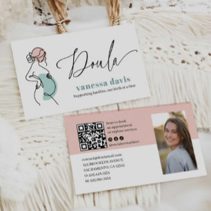 ZWANGERSCHAPS LIJN KUNST DOULA BEVALLING WORKER QR VISITEKAARTJE