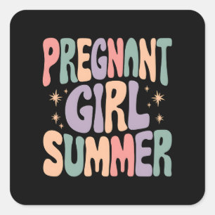 Zwangerschaps onthulling Zwangere Meisje Zomer Bab Vierkante Sticker