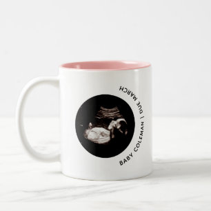 Zwangerschapsaankondiging Baby Boy Sonogram Foto Tweekleurige Koffiemok