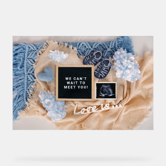 Zwangerschapsaankondiging Baby Welkomstkaart, Gesl Acryl Bord (Voorkant)