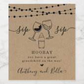 Zwangerschapsaankondiging - Grote grootouders om t Wijn Etiket (Enkel label)