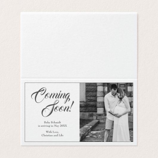 Zwangerschapsaankondiging in klassieke stijl kaart (Buitenkant ongevouwen)