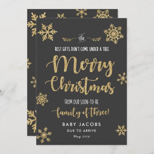 Zwangerschapsaankondiging Kerst Kaart Eenvoudig Li (Voorkant / Achterkant)