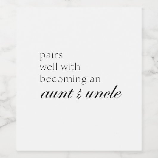 Zwangerschapsaankondiging voor tante en oom wijn etiket (Enkel label)