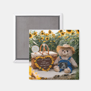 Zwangerschapsaankondiging zonnebloem teddy baby re magneet