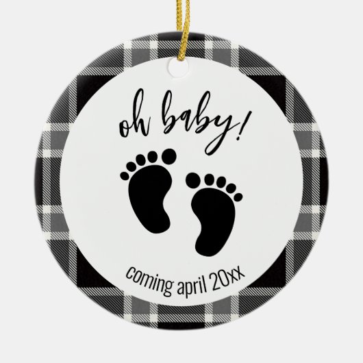 Zwangerschapsuitkondiging Zwarte Kerstmis Keramisch Ornament (Voorkant)