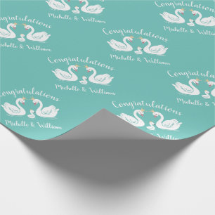 Zwans Baby shower Bird met Crown Co-Ed Blauwgroen Cadeaupapier