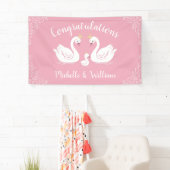 Zwans Baby shower Vogel met Crown Co-Ed Roze Spandoek (Insitu)