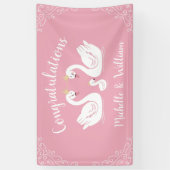 Zwans Baby shower Vogel met Crown Co-Ed Roze Spandoek (Verticaal)