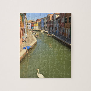 Zwans in kanaal, Buraneiland, Venetië, Italië Legpuzzel