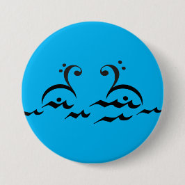 Zwans, muzieksymbolen, bassins clef, fermata, ronde button 7,6 cm