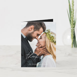 Zwar Dankjewel Huwelijk Handgeschreven Foto Bedankkaart