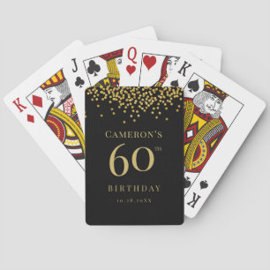Zwar-gouden confetti geschenk voor 60ste verjaarda pokerkaarten