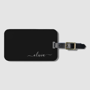 Zwar Schrift Monogram Naam Modern Bagagelabel
