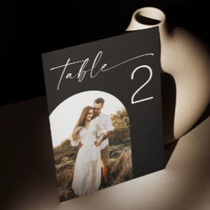 Zwar script met elegante minimalistische boog foto kaart