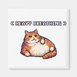 Zware ademhaling vet kat meme pixel art magneet