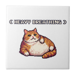 Zware ademhaling vet kat meme pixel art tegeltje