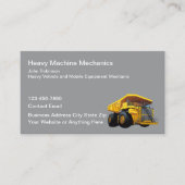 Zware apparatuur en mechanisch onderhoud visitekaartje (Voorkant)