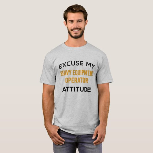 Zware apparatuur operator houding t-shirt (Voorkant volledig)