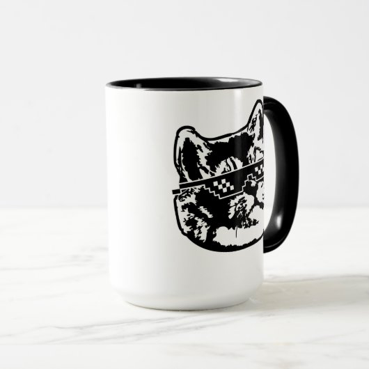 Zware borstkat met een thema zonnebril mok (Voorkant rechts)