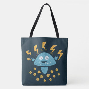 Zware Metal Music Funny Cartoon Mushroom Draagtas