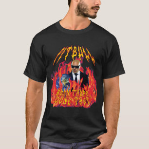 zware metal pitbull met vlammen t-shirt