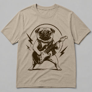Zware Metal Pug Hond die Elektrische Gitaar Versch T-shirt