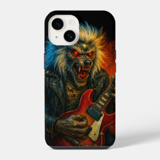 Zware-Metal Wolven die Gitaar spelen iPhone 14 Hoesje