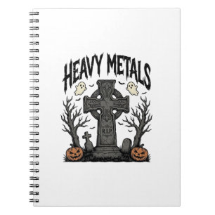 Zware Metalen Halloween Kerkhof Vector Design_1 Notitieboek