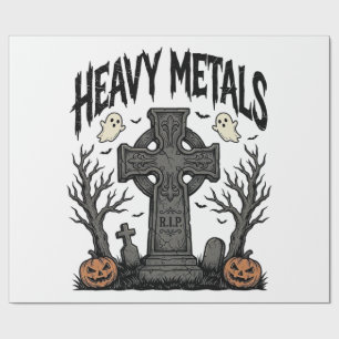 Zware Metalen Halloween Kerkhof Vectorontwerp_1 Cadeaupapier
