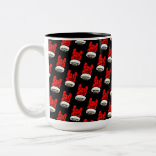 Zware metalen kerst hoorns omhoog patroon tweekleurige koffiemok