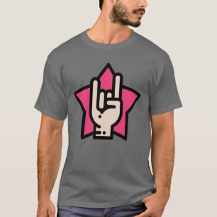 Zware metalen paarden op roze ster t-shirt