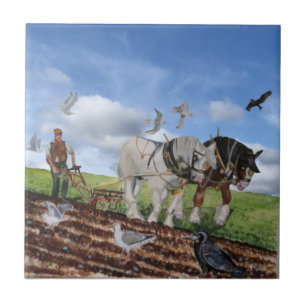 Zware paarden in maart tegeltje